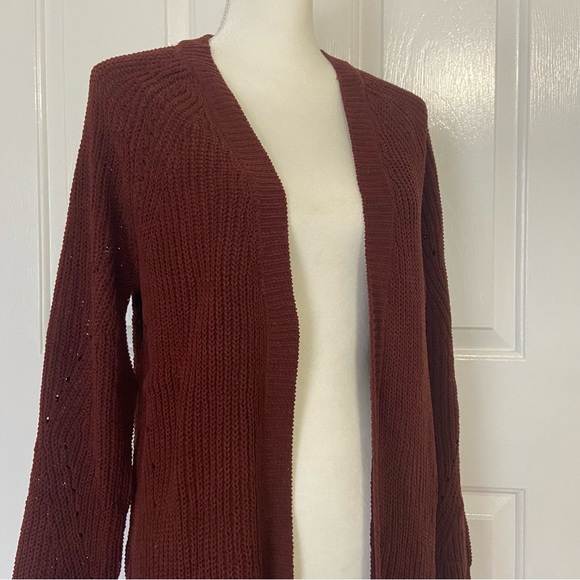 NWOT Stitch Fix Love Ellie Anna Pointelle Detail Cardigan Sweater Rust Medium M - Picture 2 of 8